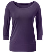 Yoga-Shirt 3/4 Boatneck - dark aubergine - YOGISHOP