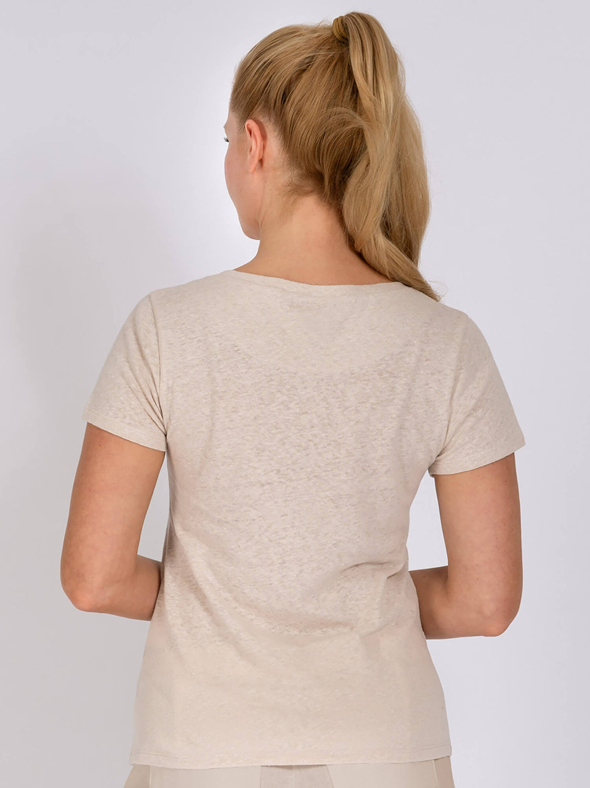 Yoga-Shirt - Celine beige mit Leinen - YOGISHOP