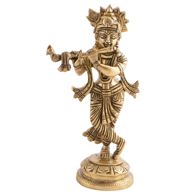 Krishna Figur aus Messing, 18 cm - YOGISHOP