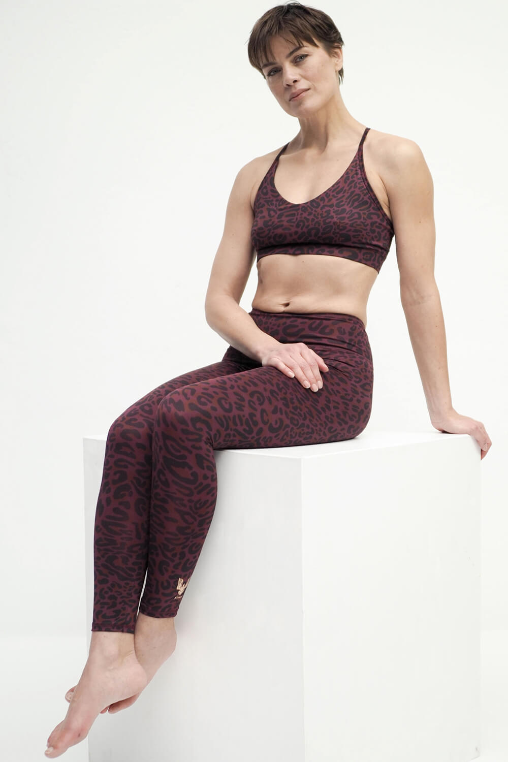 Yoga-Leggings Ganga 7/8 leo - ruby - YOGISHOP