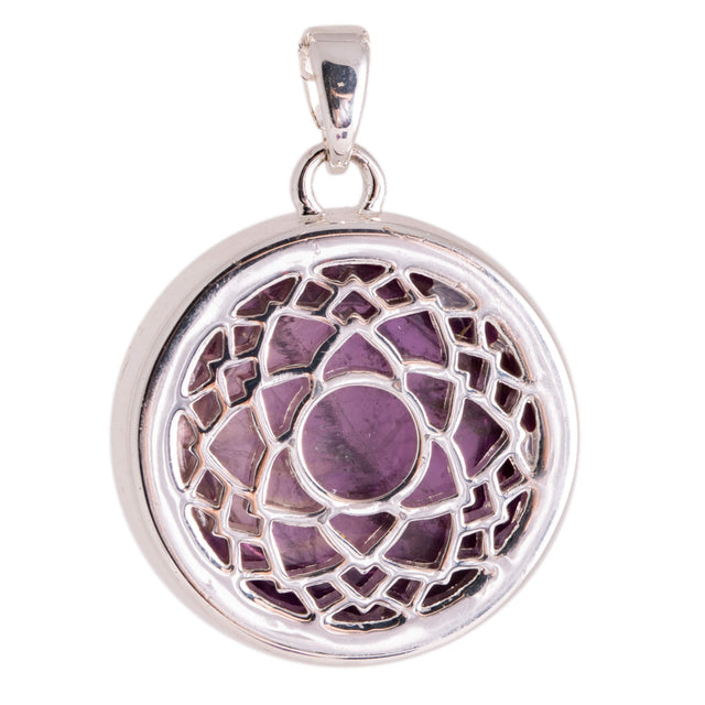 Kronen-Chakra Anhänger mit Amethyst und Kette - YOGISHOP