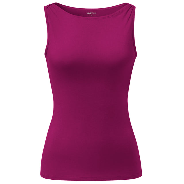 Yoga-Top Boatneck "ala" - raspberry - YOGISHOP