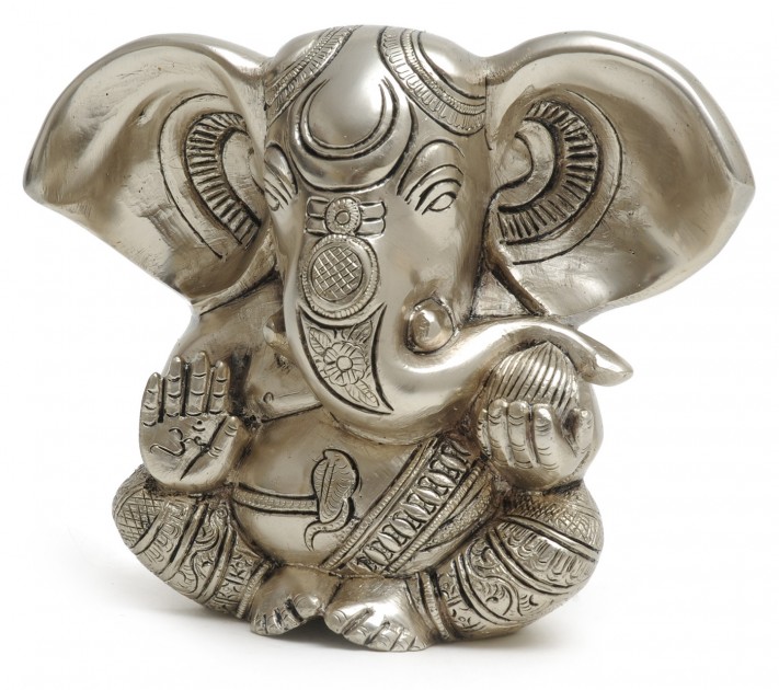 Ganesha statue silver plated, 13 cm 