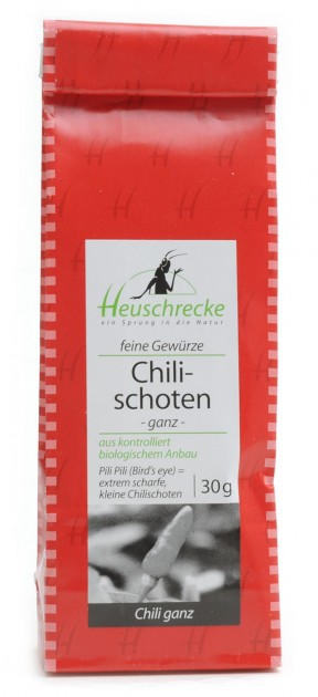 Bio Chili-Schoten (ganz), 30 g 