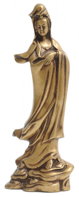 Kuan Yin Statue made of Brass, 22 cm 