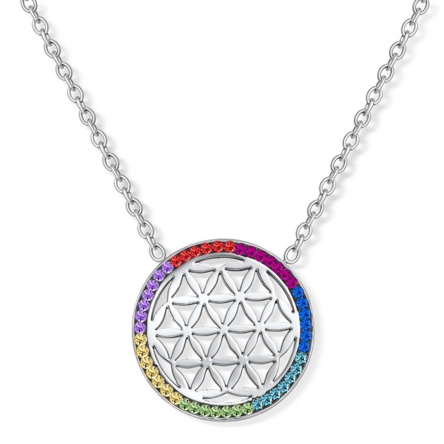 Flower of Life in Chakra Wheel with 45 cm Chain 