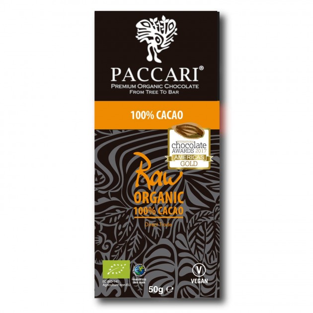 Organic Raw Chocolate Bar 100%, 50 g 