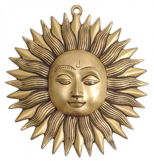 Wall symbol "Sun", brass 