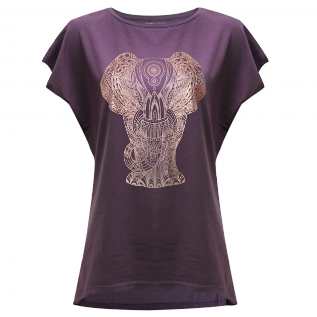 Yoga-T-Shirt Batwing „elephant“ - berry/copper XS