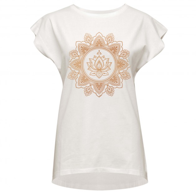 Yoga-T-Shirt Batwing „lotus“ - ivory/copper L