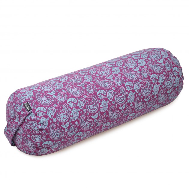 Yoga bolster - round - vintage - cotton paisley fusion violet