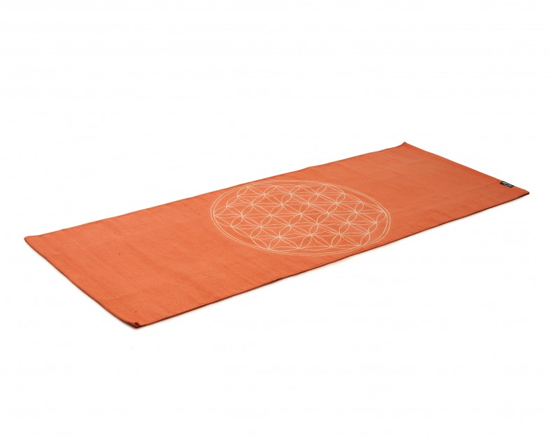 Yoga rug cotton rug - flower of life - mocca/cream 