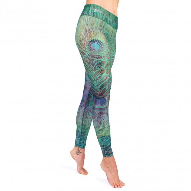 Indian Ethnic Peacock Feather Women's High Waist Yoga Pants with Pockets  Stretch Soft Running Workout Leggings 